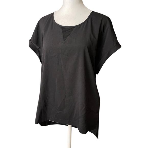 French Connection Medium Blouse Dolman Cap Sleeve Solid Black Top Shirt - Picture 4 of 8
